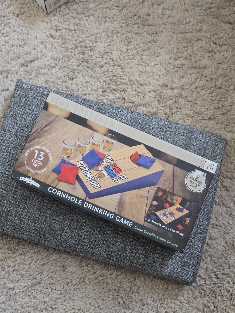 Tabletop Cornhole Drinking Game Bottoms Up 13 Piece Wooden Set NEW